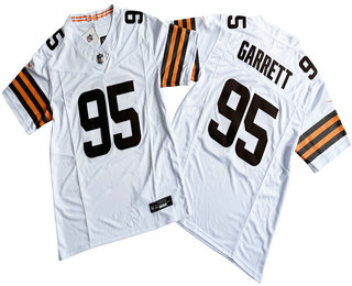 Men's Cleveland Browns #95 Myles Garrett White FUSE Vapor Stitched Nike Limited Jersey
