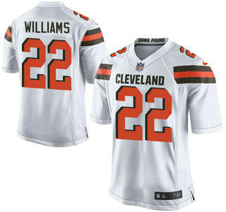 Men's Cleveland Browns #22 Tramon Williams White Road 2015 NFL Nike Elite Jersey