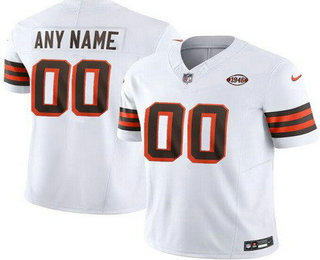 Men's Cleveland Browns Customized Limited White Alternate FUSE Vapor Jersey