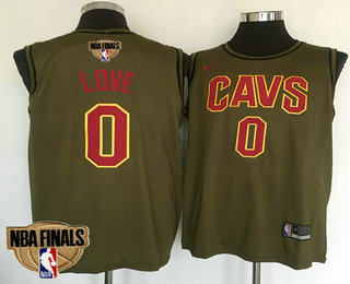 Men's Cleveland Cavaliers #0 Kevin Love 2018 The NBA Finals Patch Green Olive Nike Swingman Jersey
