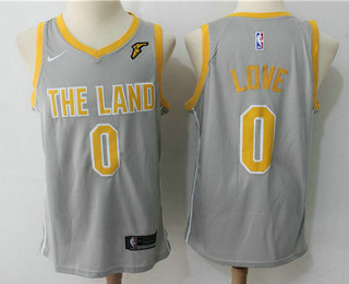 Men's Cleveland Cavaliers #0 Kevin Love Gray The Land 2017-2018 Nike Swingman Stitched NBA Jersey
