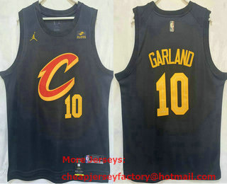 Men's Cleveland Cavaliers #10 Darius Garland Black 2023 Jordan Swingman Stitched Jersey With Sponsor
