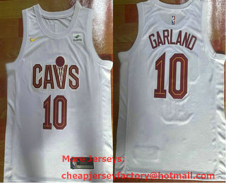 Men's Cleveland Cavaliers #10 Darius Garland White 2023 Nike Swingman Stitched Jersey With Sponsor