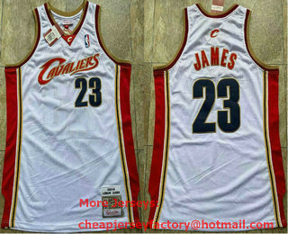 Men's Cleveland Cavaliers #23 LeBron James 2003-04 White Hardwood Classics Soul AU Throwback Jersey