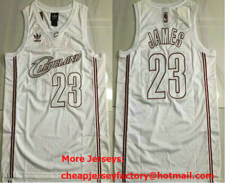 Men's Cleveland Cavaliers #23 LeBron James ALL White Throwback Swingman Jersey