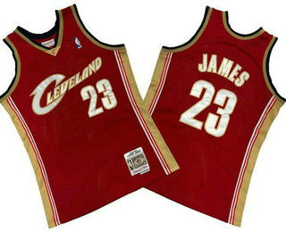 Men's Cleveland Cavaliers #23 LeBron James Red 2003 Throwback Swingman Jersey