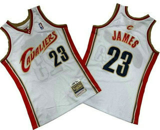 Men's Cleveland Cavaliers #23 LeBron James White 2003 Throwback Swingman Jersey