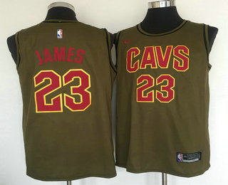 Men's Cleveland Cavaliers #23 Lebron James Olive Stitched Nike Swingman Jersey