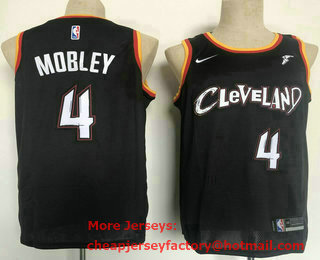 Men's Cleveland Cavaliers #4 Evan Mobley Navy Blue 2021 City Edition Swingman Nike Jersey With Sponsor Logo