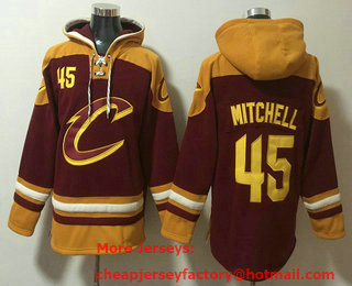 Men's Cleveland Cavaliers #45 Donovan Mitchell Red Ageless Must Have Lace Up Pullover Hoodie