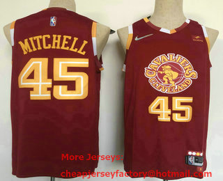 Men's Cleveland Cavaliers #45 Donovan Mitchell Red Nike Diamond 2022 City Edition Swingman Stitched Jersey With Sponsor