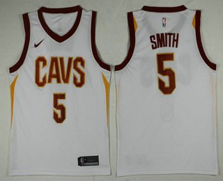 Men's Cleveland Cavaliers #5 J.R. Smith White 2017-2018 Nike Swingman Stitched NBA Jersey