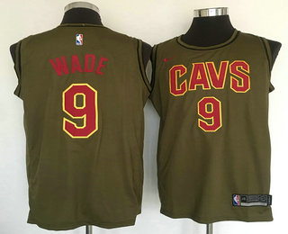 Men's Cleveland Cavaliers #9 Dwyane Wade Olive Stitched Nike Swingman Jersey