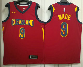Men's Cleveland Cavaliers #9 Dwyane Wade Red 2017-2018 Nike Swingman Stitched NBA Jersey
