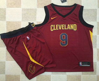 Men's Cleveland Cavaliers #9 Dwyane Wade Red 2017-2018 Nike Swingman Stitched NBA Jersey With Nike Shorts