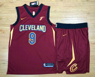 Men's Cleveland Cavaliers #9 Dwyane Wade Red 2017-2018 Nike Swingman Stitched NBA Jersey With Shorts