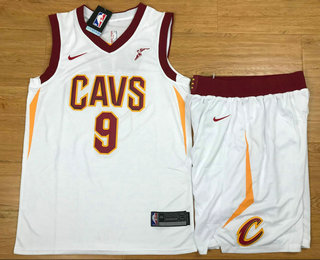 Men's Cleveland Cavaliers #9 Dwyane Wade White 2017-2018 Nike Swingman Stitched NBA Jersey With Shorts