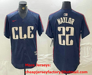 Men's Cleveland Guardians #22 Josh Naylor Navy 2024 City Connect Limited Stitched Jersey
