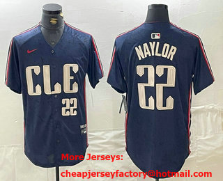 Men's Cleveland Guardians #22 Josh Naylor Number Navy 2024 City Connect Limited Stitched Jersey