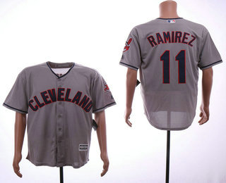 Men's Cleveland Indians #11 Jose Ramirez Gray Road Stitched MLB Cool Base Jersey