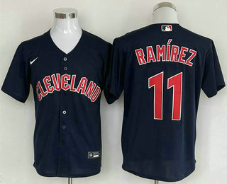 Men's Cleveland Indians #11 Jose Ramirez Navy Blue Alternate Stitched MLB Cool Base Jersey