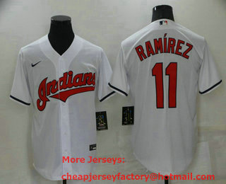Men's Cleveland Indians #11 Jose Ramirez White Stitched MLB Cool Base Nike Jersey