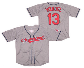 Men's Cleveland Indians #13 Omar Vizquel NEW Gray Turn Back Stitched Baseball Jersey