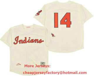 Men's Cleveland Indians #14 Larry Doby Cream 1951 Throwback Jersey
