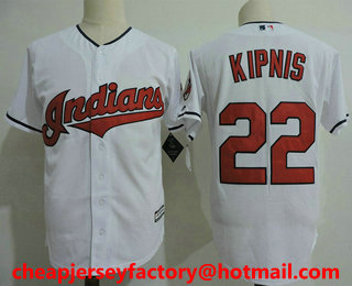Men's Cleveland Indians #22 Jason Kipnis White Home Stitched MLB Cool Base MLB Jersey