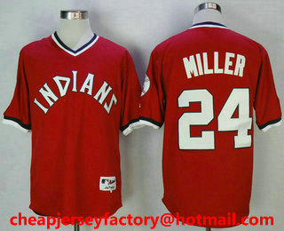 Men's Cleveland Indians #24 Andrew Miller Red Pullover Cooperstown Collection Stitched MLB Cool Base Jersey