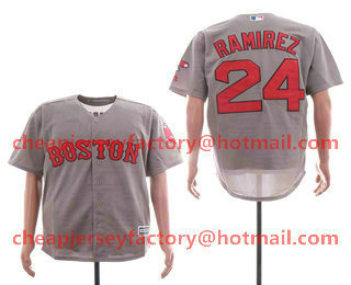 Men's Boston Red Sox #24 Manny Ramirez Grey Stitched MLB Cool Base Jersey