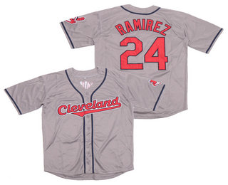 Men's Cleveland Indians #24 Manny Ramirez NEW Gray Turn Back Stitched Baseball Jersey