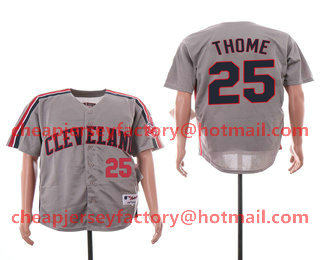 Men's Cleveland Indians #25 Jim Thome Gray Turn Back Stitched Baseball Jersey