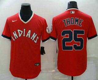 Men's Cleveland Indians #25 Jim Thome Red Pullover Cooperstown Collection Stitched Cool Base Nike Jersey