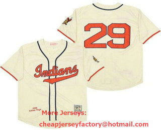 Men's Cleveland Indians #29 Satchel Paige Cream 1948 Throwback Jersey