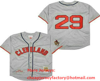 Men's Cleveland Indians #29 Satchel Paige Gray 1948 Throwback Jersey