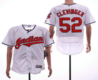 Men's Cleveland Indians #52 Mike Clevinger White Home Stitched MLB Flex Base Jersey