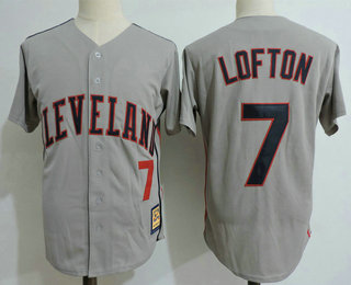 Men's Cleveland Indians #7 Kenny Lofton Gray Stitched MLB Cooperstown Collection Jersey