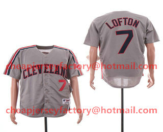 Men's Cleveland Indians #7 Kenny Lofton Gray Turn Back Stitched Baseball Jersey