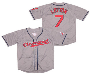 Men's Cleveland Indians #7 Kenny Lofton NEW Gray Turn Back Stitched Baseball Jersey