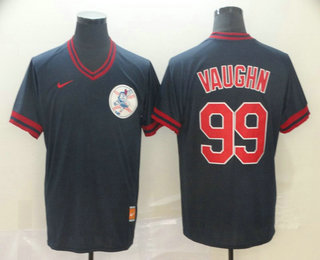 Men's Cleveland Indians #99 Rick Vaughn Navy Blue Nike Cooperstown Collection Legend V Neck Jersey
