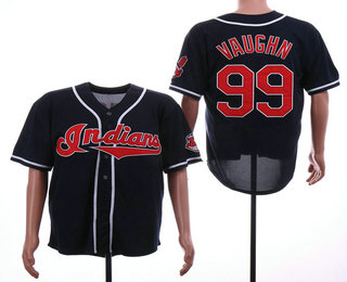 Men's Cleveland Indians #99 Ricky Vaughn Navy Blue Throwback Jersey