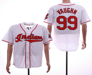 Men's Cleveland Indians #99 Ricky Vaughn White Throwback Jersey