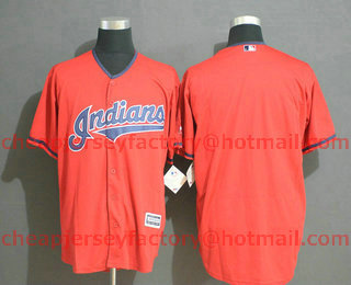Men's Cleveland Indians Blank Red Stitched MLB Cool Base Jersey