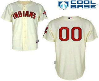 Men's Cleveland Indians Cream Customized Jersey