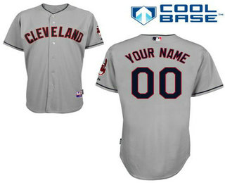 Men's Cleveland Indians Grey Customized Jersey
