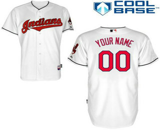 Men's Cleveland Indians Home White Customized Jersey