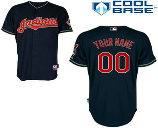 Men's Cleveland Indians Navy Blue Customized Jersey