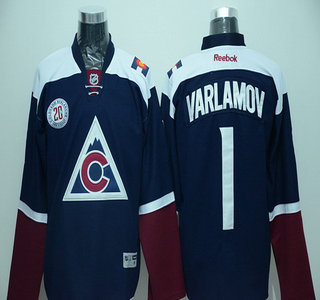 Men's Colorado Avalanche #1 Semyon Varlamov Reebok Navy Blue 20th Alternate Premier Jersey