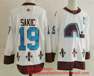 Men's Colorado Avalanche #19 Joe Sakic White 2021 Retro Stitched NHL Jersey